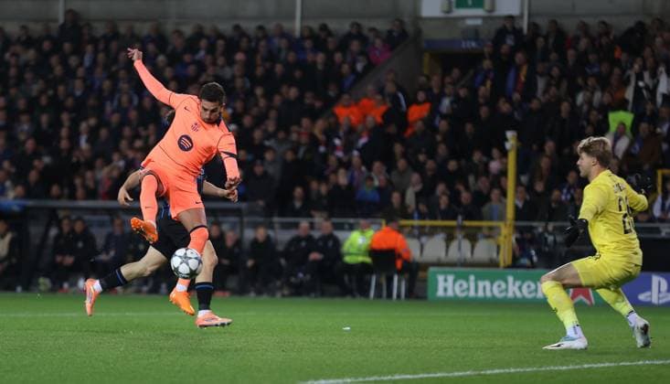 . - Club Brugge KV v FC Barcelona, Barca MD4, UEFA Champions League, League Phase, Jan Breydel Stadium, Bruges, Belgium. - 5th November 2025. (C) Daniel Weir Crystal Pix GOAL 1-1, Fermin Lopez of Barcelona scores to make the score 1-1. - Club Brugge KV v FC Barcelona, MD4, UEFA Champions League, League Phase, Jan Breydel Stadium, Bruges, Belgium. - 5th November 2025. (C) Daniel Weir Crystal Pix Bruges Jan Breydel Stadium Belgium Copyright: xDanielxWeirx CP_Brugge_Barcelona_051125_DW_07