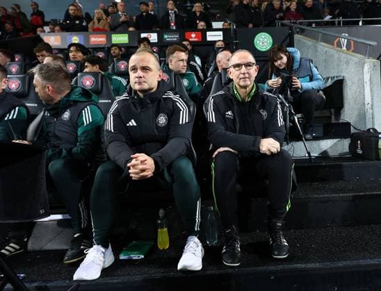 Shaun Maloney interim assistant manager of Celtic and Martin O Neill interim manager of Celtic Midtjylland vs Celtic, UEFA Europa League, Group Stage, Football, MCH Arena, Herning, Denmark - 06 Nov 2025Herning MCH Arena Denmark EDITORIAL USE ONLY No use with unauthorised audio, video, data, fixture lists, club league logos or live services. Online in-match use limited to 120 images, no video emulation. No use in betting, games or single club league player publications. Copyright: xMichaelxZemanek Shutterstockx 15642247k