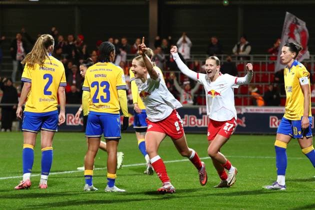 RB Leipzig - Jena 1. Bundesliga Frauen Leipzig, Trainingszentrum am Cottaweg, 06.11.2025, Fußball, Frauen, Saison 2025 2026, Frauen-Bundesliga, 9. Spieltag , RB Leipzig - FC Carl Zeiss Jena , Im Bild: Tor für RB Leipzig ,Torjubel nach dem 1:0
