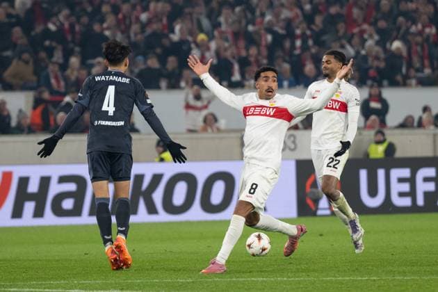 Frust bei Tiago Tomas (VfB Stuttgart, 08) GER, VfB Stuttgart vs. Feyenoord Rotterdam, Fussball, UEFA Europa League, Herren, 4. Spieltag, Spielzeit 2025 2026, 06.11.2025, GER, VfB Stuttgart vs. Feyenoord Rotterdam, Fussball, UEFA Europa League, Herren, 4. Spieltag, Spielzeit 2025 2026, 06.11.2025 Stuttgart Copyright: xEibner-Pressefoto WolfgangxFrankx EP_WFK