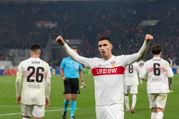 Tor zum 1:0 durch Bilal El Khannouss (VfB Stuttgart, 11), Kopfballtor. Jubel, Torjubel, bejubelt sein Tor. GER, VfB Stuttgart vs. Feyenoord Rotterdam, Fussball, UEFA Europa League, Herren, 4. Spieltag, Spielzeit 2025 2026, 06.11.2025, GER, VfB Stuttgart vs. Feyenoord Rotterdam, Fussball, UEFA Europa League, Herren, 4. Spieltag, Spielzeit 2025 2026, 06.11.2025 Stuttgart Copyright: xEibner-Pressefoto WolfgangxFrankx EP_WFK