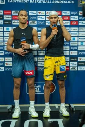 Nicholas Tischler (EWE Baskets Oldenburg, 11), Brandon Tischler (MHP RIESEN Ludwigsburg, 24), GER, MHP RIESEN Ludwigsburg vs. EWE Baskets Oldenburg, easycredit BBL, Basketball, Bundesliga, 7. Spieltag, Spielzeit 2025 2026, 08.11.2025, GER, MHP RIESEN Ludwigsburg vs. EWE Baskets Oldenburg, easycredit BBL, Basketball, Bundesliga, 7. Spieltag, Spielzeit 2025 2026, 08.11.2025 Ludwigsburg Copyright: xEibner-Pressefoto SaschaxWaltherx EP_EER
