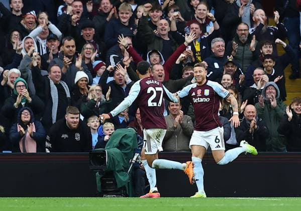 Ross Barkley of Aston Villa celebrates scoring their sides third goal Aston Villa v AFC Bournemouth, Premier League, Football, Villa Park, Birmingham, UK - 09 Nov 2025Birmingham Villa Park United Kingdom EDITORIAL USE ONLY No use with unauthorised audio, video, data, fixture lists, club league logos or live services. Online in-match use limited to 120 images, no video emulation. No use in betting, games or single club league player publications. Copyright: xMichaelxZemanek Shutterstockx 15702250ai