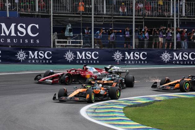 F1 - SAO PAULO GRAND PRIX 2025 04 NORRIS Lando (gbr), McLaren F1 Team MCL39, action, 12 KIMI ANTONELLI Andrea (ita), Mercedes AMG F1 Team W16, action, 16 LECLERC Charles (mco), Scuderia Ferrari SF-25, action, 81 PIASTRI Oscar (aus), McLaren F1 Team MCL39, action during the 2025 Formula 1 Grande Premio de Sao Paulo, 2025 Sao Paulo Grand Prix, 21th round of the 2025 FIA Formula One World Championship, WM, Weltmeisterschaft from November 7 to 9, 2025 on the Interlagos, in Sao Paulo, Brazil - Sao PauloBrazil Copyright: xDPPIx