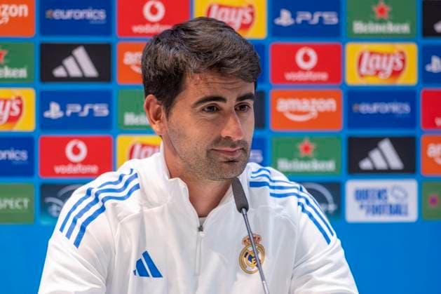 November 10, 2025, Madrid, Madrid, Spain: Pre-match press conference, PK, Pressekonferenz for the Women s Champions League match between REAL MADRID WOMEN Vs. PARIS FOOTBALL CLUB WOMEN, coach PAU MARC QUESADA. November 10, 2025, Valdebebas, Madrid, Spain. Madrid Spain - ZUMAc312 20251110_zsp_c312_034 Copyright: xOscarxManuelxSanchezx