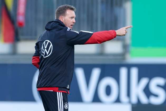 Bundestrainer Julian Nagelsmann (Germany) gestikuliert, , Training der deutschen Fussball Nationalmannschaft, Volkswagen Arena am 10. November 2025 in Wolfsburg, Deutschland. (Foto von Marco Steinbrenner DeFodi Images) Bundestrainer Julian Nagelsmann (Germany) gestures, , Training der deutschen Fussball Nationalmannschaft, Volkswagen Arena, November 10, 2025 in Wolfsburg, Germany. (Photo by Marco Steinbrenner DeFodi Images) DFL regulations prohibit any use of photographs as image sequences and or quasi-video. National coach Julian Nagelsmann Germany gestures, , Training of the German national soccer team, Volkswagen Arena on November 10, 2025 in Wolfsburg, Germany Photo by Marco Steinbrenner DeFodi Images National coach Julian Nagelsmann Germany gestures, , Training of the German national soccer team, Volkswagen Arena, November 10, 2025 in Wolfsburg, Germany Photo by Marco Steinbrenner DeFodi Images DFL regulations prohibit any use of photographs as image sequences and or quasi video
