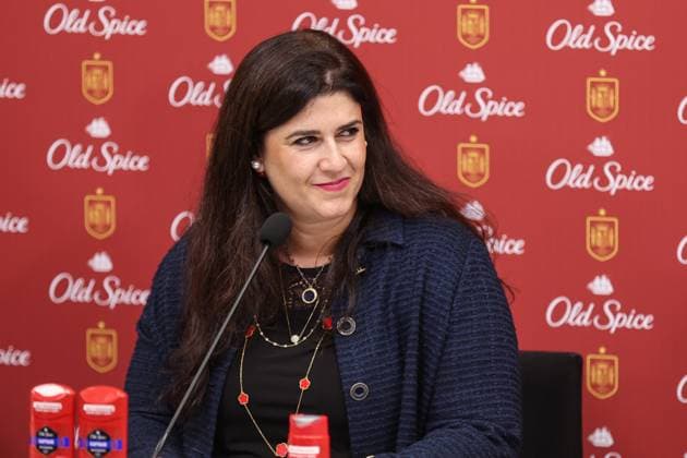 November 13, 2025, Las Rozas, Madrid, SPAIN: Mariana De Carli, Vice President of Beauty Iberia at P&G, attends a press conference, PK, Pressekonferenz on the partnership agreement between Old Spice and the Spanish National Football Team prior to the 2026 World Cup qualifying matches against Georgia and Turkey, at the Ciudad del Futbol, in Las Rozas, Madrid, Spain, on November 13, 2025. Las Rozas SPAIN - ZUMAa181 20251113_zaa_a181_015 Copyright: xIrinaxR.xHipolitox
