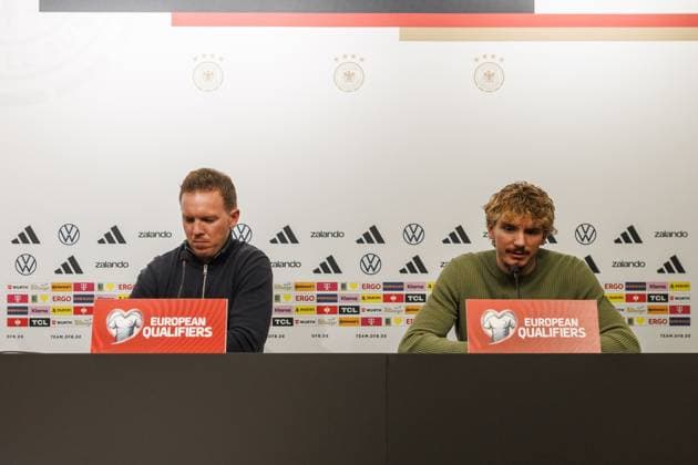 Julian Nagelsmann und Nick Woltemade (Deutschland), Pressekonferenz, Luxemburg vs Deutschland, Fussball, WM Qualifikation Europa, 09. Spieltag, Saison 2025 2026, 13.11.2025 Luxemburg vs Deutschland, Fussball, WM Qualifikation Europa, 09. Spieltag, Saison 2025 2026, 13.11.2025 Copyright: xEibner-Pressefoto AlexanderxNeisx EP_ANS