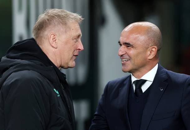Republic of Ireland manager, Heimir Hallgrimsson and Portugal manager, Roberto Martinez Republic of Ireland v Portugal, FIFA 2026 World Cup Qualifying, Group F, Football, Aviva Stadium, Dublin, Ireland - 13 Nov 2025Dublin Aviva Stadium Ireland EDITORIAL USE ONLY No use with unauthorised audio, video, data, fixture lists, club league logos or live services. Online in-match use limited to 120 images, no video emulation. No use in betting, games or single club league player publications. Copyright: xLorrainexO Sullivan Shutterstockx 15759346g