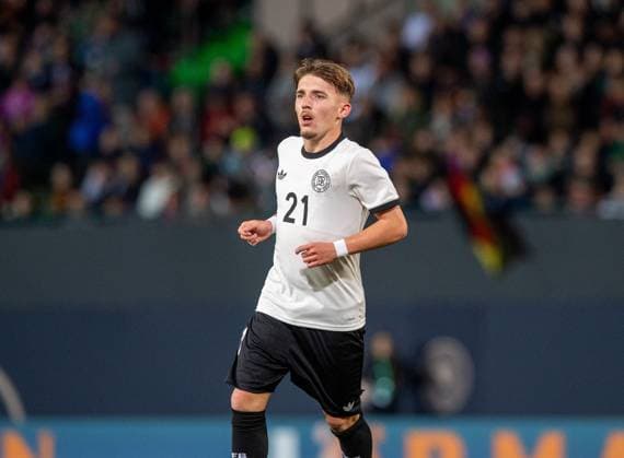 Fussball, Nachwuchs, Saison 2025 26, U21, U 21 EM-Qualifikation (Gruppe F, 6. Spieltag) in Fürth, Deutschland - Malta, Lennart Karl (U21, Deutschland), 14.11 2025, Copyright: xSebastianxRäppold MatthiasxKochx