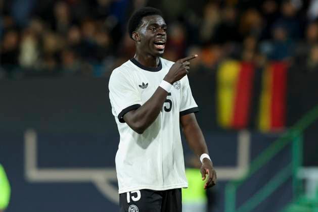 Joshua Quarshie (Germany) gestikuliert, UEFA Under21 Championship - Group F MD 6, Germany U21, U 21 v Malta U21, Sportpark Ronhof Thomas Sommer am 14. November 2025 in Fuerth, Deutschland. (Foto von Marco Steinbrenner DeFodi Images) Joshua Quarshie (Germany) gestures, UEFA Under21 Championship - Group F MD 6, Germany U21 v Malta U21, Sportpark Ronhof Thomas Sommer, November 14, 2025 in Furth, Germany. (Photo by Marco Steinbrenner DeFodi Images) DFB DFL REGULATIONS PROHIBIT ANY USE OF PHOTOGRAPHS AS IMAGE SEQUENCES AND OR QUASI-VIDEO.