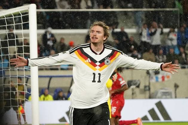 DFB Maenner Nationalmannschaft, Men national team, Nationalteam , WM 2026 Qualifikation, World Cup 2026 Qualifiers, luxembourg vs Deutschland, stade de Luxembourg Nick Woltemade Deutschland, Torjubelt, Aktion, Einzelbild,