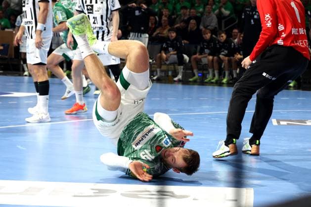 DEU, DHB, 1.HBL, Fuechse Berlin vs. THW Kiel, 15.11.2025, Max-Schmeling-Halle, Berlin, DEU, DHB, 1.HBL, Fuechse Berlin vs. THW Kiel, im Bild Mathias Gidsel (Fuechse Berlin 19)
