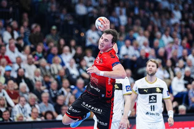 Wurf Tor Michael Kusio (BSV Bern, 13) GER, THW Kiel vs. BSV Bern, Handball, EHF European League, Spieltag 4, Saison 2025 2026, 18.11.2025 GER, THW Kiel vs. BSV Bern, Handball, EHF European League, Spieltag 4, Saison 2025 2026, 18.11.2025 Kiel Copyright: xEibner-Pressefoto MarcelxvonxFehrnx EP_MFN