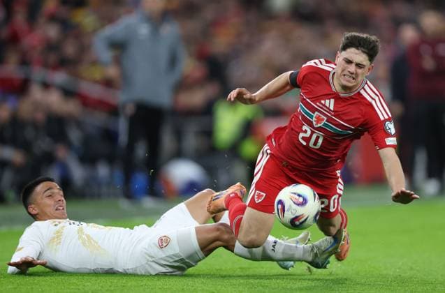 Daniel James of Wales is fouled by Tihomir Kostadinov of North Macedonia Wales v North Macedonia, FIFA 2026 World Cup Qualifying, Group J, Football, Cardiff City Stadium, Cardiff, Wales, UK - 18 Nov 2025Cardiff Cardiff City Stadium United Kingdom EDITORIAL USE ONLY No use with unauthorised audio, video, data, fixture lists, club league logos or live services. Online in-match use limited to 120 images, no video emulation. No use in betting, games or single club league player publications. Copyright: xKieranxMcManus Shutterstockx 15848901p