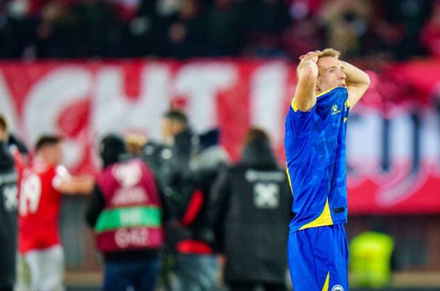 SOCCER - FIFA WC quali, AUT vs BIH VIENNA,AUSTRIA,18.NOV.25 - FIFA World Cup, WM, Weltmeisterschaft, Fussball 2026, European Qualifiers, group stage, OEFB international match, Länderspiel, Nationalmannschaft Austria vs Bosnia and Herzegovina. Image shows the disappointment of Amar Memic (BIH). GEPAxpictures xEdgarxEisner