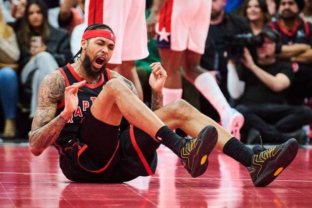 November 21, 2025, Toronto, On, Canada: Toronto Raptors Brandon Ingram (3) reacts after a fall during second half NBA, Basketball Herren, USA basketball action against the Washington Wizards in Toronto, on Friday, Nov. 21, 2025. Canada News - November 21, 2025 - ZUMAc35_ 20251121_zaf_c35_197 Copyright: xSammyxKoganx