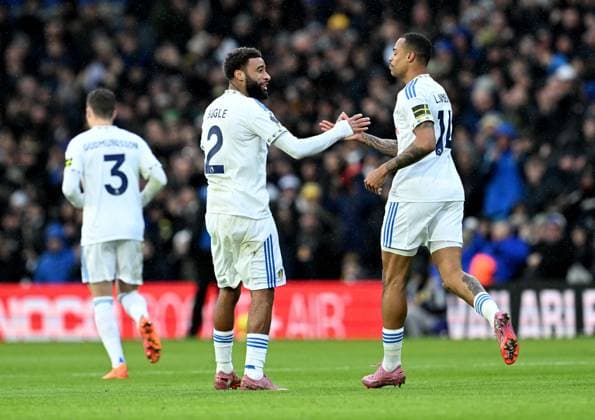 Lukas Nmecha of Leeds United celebrates after scoring the team s first goal Leeds United v Aston Villa, Premier League, Football, Elland Road, Leeds, UK - 23 Nov 2025Leeds Elland Road United Kingdom EDITORIAL USE ONLY No use with unauthorised audio, video, data, fixture lists, club league logos or live services. Online in-match use limited to 120 images, no video emulation. No use in betting, games or single club league player publications. Copyright: xAnnaxGowthorpe Shutterstockx 15860945ag