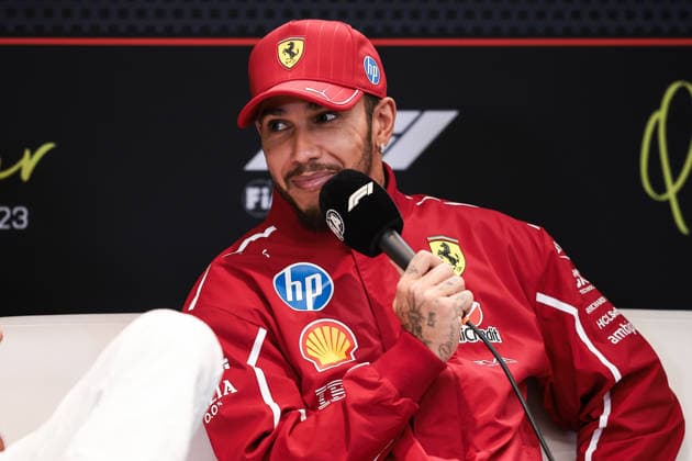 F1 - QATAR GRAND PRIX 2025 HAMILTON Lewis (gbr), Scuderia Ferrari SF-25, portrait press conference, PK, Pressekonferenz during the 2025 Formula 1 Qatar Grand Prix, 23th round of the 2025 FIA Formula One World Championship, WM, Weltmeisterschaft from November 28 to 30, 2025 on the Lusail International Circuit, in Lusail, Qatar - LusailQatar Copyright: xEricxAlonsox