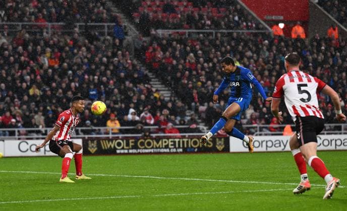 Amine Adli of Bournemouth scores their first goal Sunderland v AFC Bournemouth, Premier League, Football, Stadium of Light, Sunderland, UK - 29 Nov 2025Sunderland Stadium of Light United Kingdom EDITORIAL USE ONLY No use with unauthorised audio, video, data, fixture lists, club league logos or live services. Online in-match use limited to 120 images, no video emulation. No use in betting, games or single club league player publications. Copyright: xRichardxLee Shutterstockx 15941576l