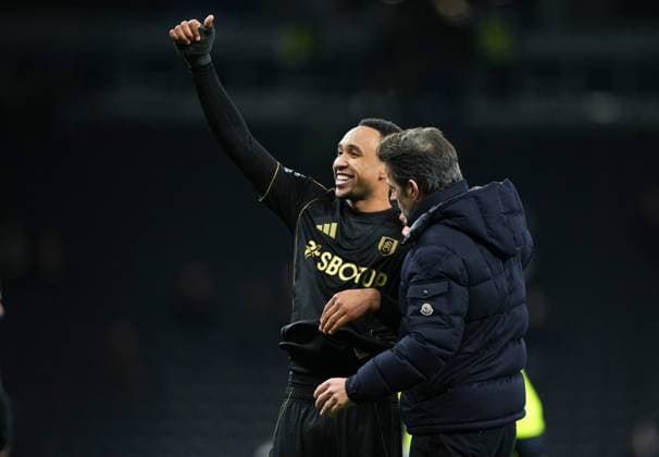 Kenny Tete of Fulham celebrates at fulltime with Fulham Manager Marco Silva after their team s 1-2 victory Tottenham Hotspur v Fulham, Premier League, Football, Tottenham Hotspur Stadium, London, UK - 29 Nov 2025London Tottenham Hotspur Stadium United Kingdom EDITORIAL USE ONLY No use with unauthorised audio, video, data, fixture lists, club league logos or live services. Online in-match use limited to 120 images, no video emulation. No use in betting, games or single club league player publications. Copyright: xJedxLeicester Shutterstockx 15941652aq