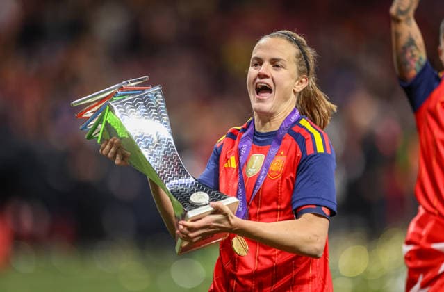 ESP, Madrid, Spanien vs Deutschland, Länderspiel, Fussball, UEFA, Spielzeit 2025 2026, Womens Nations League, Riyadh Air Metropolitano, Finale im Bild: Spanien gewinnt mit 3:0 nach Toren gegen Deutschland, Jubel und Freude bei Espana, Irene Paredes (Spanien 4) DFB DFL REGULATIONS PROHIBIT ANY USE OF PHOTOGRAPHS AS IMAGE SEQUENCES AND OR QUASI-VIDEO, 02.12.2025 Copyright: HMBxMedia HendrikxHamelau