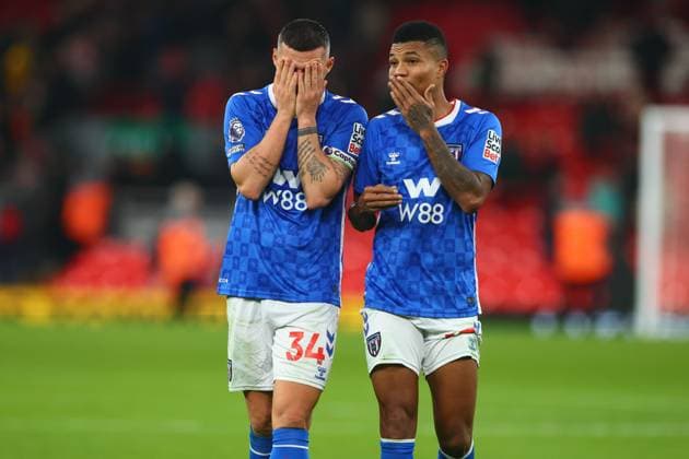 Granit Xhaka of Sunderland and Reinildo Mandava look dejected at full time Liverpool v Sunderland, Premier League, Football, Anfield, Liverpool, UK - 03 Dec 2025Liverpool Anfield United Kingdom EDITORIAL USE ONLY No use with unauthorised audio, video, data, fixture lists, club league logos or live services. Online in-match use limited to 120 images, no video emulation. No use in betting, games or single club league player publications. Copyright: xPaulxCurrie Shutterstockx 16006099ea