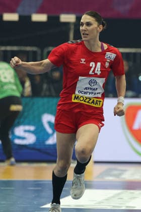 GER, Dortmund, 27th Wommen s World Championship, WM, Weltmeisterschaft 2025, Hauptrunde Main Round, Gruppe Group II 2. Runde Round: Serbien Serbia (SRB) vs. Färöer Inseln Faroe Islands (FRO) 04.12.2025, Westfalenhalle, Dortmund, GER, Dortmund, 27th Wommen s World Championship 2025, Hauptrunde Main Round, Gruppe Group II 2. Runde Round: Serbien Serbia (SRB) vs. Färöer Inseln Faroe Islands (FRO), im Bild: Torjubel Jubel Jubellauf, Jovana Skrobić (SRB 24),
