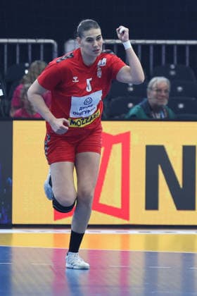 GER, Dortmund, 27th Wommen s World Championship, WM, Weltmeisterschaft 2025, Hauptrunde Main Round, Gruppe Group II 2. Runde Round: Serbien Serbia (SRB) vs. Färöer Inseln Faroe Islands (FRO) 04.12.2025, Westfalenhalle, Dortmund, GER, Dortmund, 27th Wommen s World Championship 2025, Hauptrunde Main Round, Gruppe Group II 2. Runde Round: Serbien Serbia (SRB) vs. Färöer Inseln Faroe Islands (FRO), im Bild: Torjubel Jubel Jubellauf, Emilija Lazić (SRB 5),