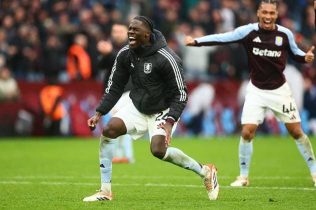 Amadou Onana of Aston Villa celebrates at full time Aston Villa v Arsenal, Premier League, Football, Villa Park, Birmingham, UK - 06 Dec 2025Birmingham Villa Park United Kingdom EDITORIAL USE ONLY No use with unauthorised audio, video, data, fixture lists, club league logos or live services. Online in-match use limited to 120 images, no video emulation. No use in betting, games or single club league player publications. Copyright: xPaulxCurrie Shutterstockx 16009134cs