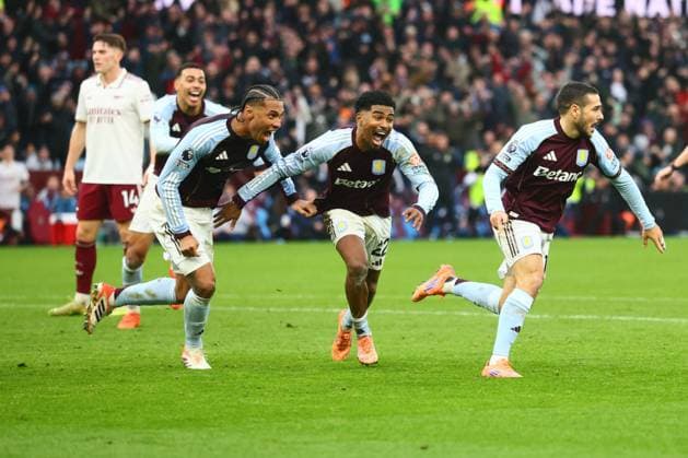 Emi Buendia of Aston Villa scores to make it 2-1 and celebrates Aston Villa v Arsenal, Premier League, Football, Villa Park, Birmingham, UK - 06 Dec 2025Birmingham Villa Park United Kingdom EDITORIAL USE ONLY No use with unauthorised audio, video, data, fixture lists, club league logos or live services. Online in-match use limited to 120 images, no video emulation. No use in betting, games or single club league player publications. Copyright: xPaulxCurrie Shutterstockx 16009134dh