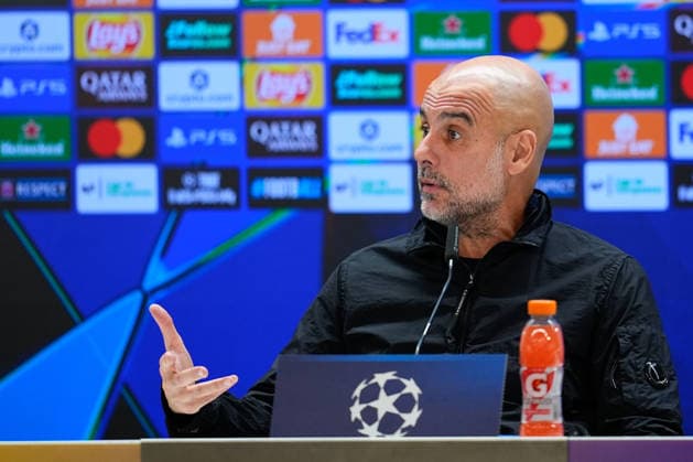 December 9, 2025, Madrid, Madrid, Spain: Pep Guardiola, head coach of Manchester City, attends his press conference, PK, Pressekonferenz ahead of their UEFA Champions League 2025 26 match against Real Madrid CF at Bernabeu stadium on December 09, 2025, in Madrid, Spain. Madrid Spain - ZUMAa181 20251209_zaa_a181_081 Copyright: xDennisxAgyemanx