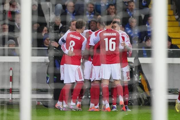 Noni Madueke of Arsenal celebrates after he puts his side 2-0 ahead Club Brugge v Arsenal, UEFA Champions League, Group Stage, Football, Jan Breydel Stadium, Brugge, Belgium - 10 Dec 2025Brugge Jan Breydel Stadium Belgium EDITORIAL USE ONLY No use with unauthorised audio, video, data, fixture lists, club league logos or live services. Online in-match use limited to 120 images, no video emulation. No use in betting, games or single club league player publications. Copyright: xDavidxWinter Shutterstockx 16009951bl