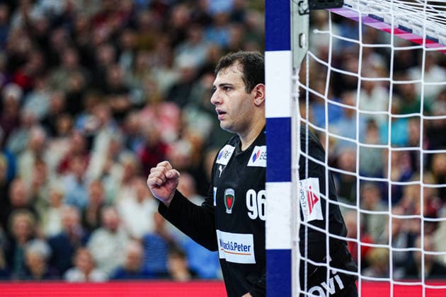 Jubel nach Parade Dejan Milosavljev (Fuechse Berlin, 96) GER, SG Flensburg-Handewitt vs. Fuechse Berlin, Handball, Bundesliga, Spieltag 16, Saison 2026 2026, 11.12.2025 GER, SG Flensburg-Handewitt vs. Fuechse Berlin, Handball, Bundesliga, Spieltag 16, Saison 2026 2026, 11.12.2025 Flensburg Copyright: xEibner-Pressefoto MarcelxvonxFehrnx EP_MFN