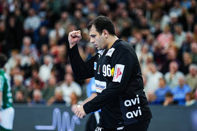 Jubel nach Parade Dejan Milosavljev (Fuechse Berlin, 96) GER, SG Flensburg-Handewitt vs. Fuechse Berlin, Handball, Bundesliga, Spieltag 16, Saison 2026 2026, 11.12.2025 GER, SG Flensburg-Handewitt vs. Fuechse Berlin, Handball, Bundesliga, Spieltag 16, Saison 2026 2026, 11.12.2025 Flensburg Copyright: xEibner-Pressefoto MarcelxvonxFehrnx EP_MFN