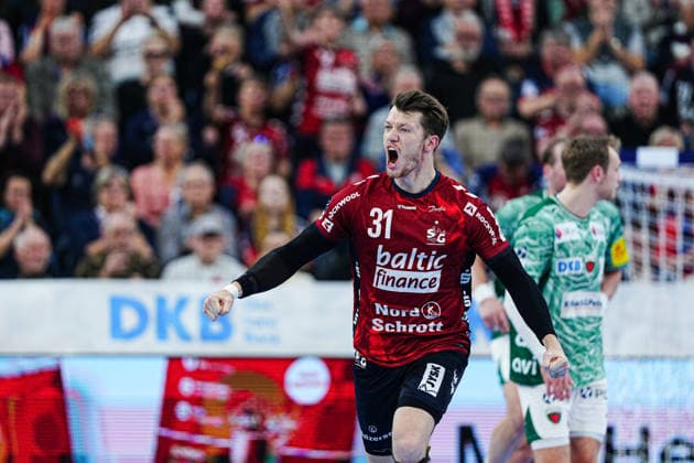 Torjubel Emil Manfeldt Jakobsen (SG Flensburg-Handewitt, 31) GER, SG Flensburg-Handewitt vs. Fuechse Berlin, Handball, Bundesliga, Spieltag 16, Saison 2026 2026, 11.12.2025 GER, SG Flensburg-Handewitt vs. Fuechse Berlin, Handball, Bundesliga, Spieltag 16, Saison 2026 2026, 11.12.2025 Flensburg Copyright: xEibner-Pressefoto MarcelxvonxFehrnx EP_MFN