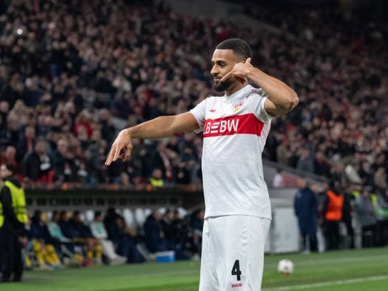 Tor zum 4:1 durch Josha Vagnoman (VfB Stuttgart, 04) Kopfballtor. Jubel, Torjubel, bejubelt sein Tor. GER, VfB Stuttgart vs. Maccabi Tel Aviv, Fussball, UEFA Europa League, Herren, 6. Spieltag, Spielzeit 2025 2026, 11.12.2025, GER, VfB Stuttgart vs. Maccabi Tel Aviv, Fussball, UEFA Europa League, Herren, 6. Spieltag, Spielzeit 2025 2026, 11.12.2025 Stuttgart Copyright: xEibner-Pressefoto WolfgangxFrankx EP_WFK