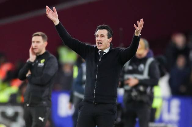 Unai Emery of Aston Villa reacts West Ham United v Aston Villa, Football, Premier League, London Stadium, London, UK, 14 12 25 EDITORIAL USE ONLY No use with unauthorised audio, video, data, fixture lists (outside the EU), club league logos or live services. Online in-match use limited to 45 images (+15 in extra time). No use to emulate moving images. No use in betting, games or Copyright: xAnthonyxHanc Shutterstockx 16104760ca