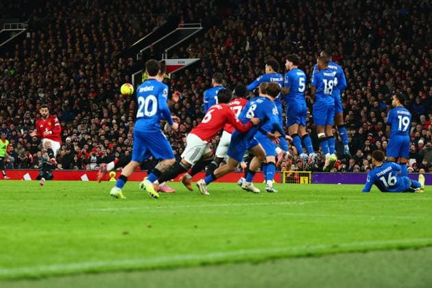 Bruno Fernandes of Manchester United, ManU scores to make it 3-3 and celebrates Manchester United v AFC Bournemouth, Premier League, Football, Old Trafford, Manchester, UK - 15 Dec 2025Manchester Old Trafford United Kingdom EDITORIAL USE ONLY No use with unauthorised audio, video, data, fixture lists, club league logos or live services. Online in-match use limited to 120 images, no video emulation. No use in betting, games or single club league player publications. Copyright: xPaulxCurrie Shutterstockx 16112816dk