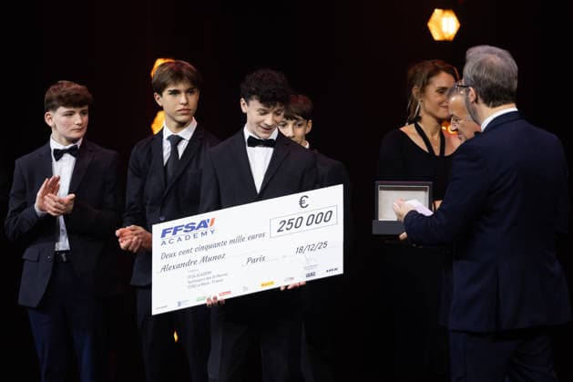FFSA - LES TROPHEES DU AUTOMOBILE 2025 MUNOZ Alexandre, Vainqueur du Championnat de France F4 FIA, action during Les Trophà es du Sport Automobile 2025 at Salle Pleyel, on December 18, 2025 in Paris, France - ParisFrance Copyright: xJULIENxDELFOSSEx