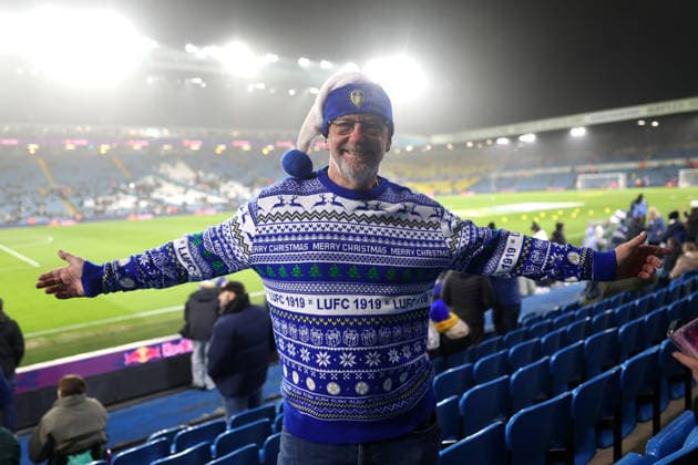 A Leeds fan poses in their Christmas jumper and Santa hat Leeds United v Crystal Palace, Premier League, Football, Elland Road, Leeds, UK - 20 Dec 2025Leeds Elland Road United Kingdom EDITORIAL USE ONLY No use with unauthorised audio, video, data, fixture lists, club league logos or live services. Online in-match use limited to 120 images, no video emulation. No use in betting, games or single club league player publications. Copyright: xPhilxOldham Shutterstockx 16151229g
