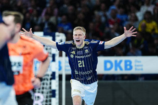 Torjubel Frederik Bo Andersen (Handball Verein Hamburg, 21) GER, Handball Sport Verein Hamburg vs. Fuechse Berlin, Handball, 1. Bundesliga, Spieltag 24, Saison 2025 2026, 23.12.2025 GER, Handball Sport Verein Hamburg vs. Fuechse Berlin, Handball, 1. Bundesliga, Spieltag 24, Saison 2025 2026, 23.12.2025 Hamburg Copyright: xEibner-Pressefoto MarcelxvonxFehrnx EP_MFN