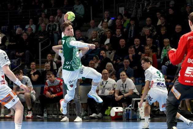 DEU, DHB, 1.HBL, Fuechse Berlin vs. Frisch Auf Goeppingen, 27.12.2025, Max-Schmeling-Halle, Berlin, DEU, DHB, 1.HBL, Fuechse Berlin vs. Frisch Auf Goeppingen, im Bild Nils Lichtlein (Fuechse Berlin 17),