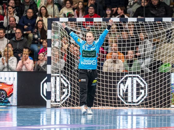 Celina Meissner (Frisch Auf Frauen, 61) jubelt nach einem Tor ihrer Mannschaft, Frisch Auf Goeppingen vs. TuS Metzingen, Handball, 1. Bundesliga, Spielzeit 2025 2026, 30.12.2025 Frisch Auf Goeppingen vs. TuS Metzingen, Handball, 1. Bundesliga, Spielzeit 2025 2026, 30.12.2025 Goeppingen Copyright: xMichaelxSchmidt Eibner-Pressefotx EP_MST
