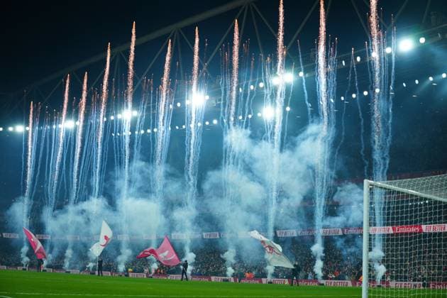 Pre match fireworks Arsenal v Aston Villa, Premier League, Football, Emirates Stadium, London, UK - 30 Dec 2025London Emirates Stadium United Kingdom EDITORIAL USE ONLY No use with unauthorised audio, video, data, fixture lists, club league logos or live services. Online in-match use limited to 120 images, no video emulation. No use in betting, games or single club league player publications. Copyright: xJavierxGarcia Shutterstockx 16216222cg