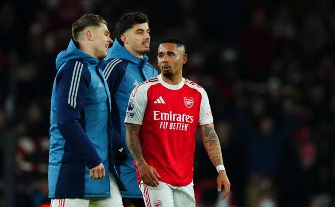 Viktor Gyokeres, Kai Havertz and Gabriel Jesus of Arsenal at full time Arsenal v Aston Villa, Premier League, Football, Emirates Stadium, London, UK - 30 Dec 2025London Emirates Stadium United Kingdom EDITORIAL USE ONLY No use with unauthorised audio, video, data, fixture lists, club league logos or live services. Online in-match use limited to 120 images, no video emulation. No use in betting, games or single club league player publications. Copyright: xJavierxGarcia Shutterstockx 16216222ha