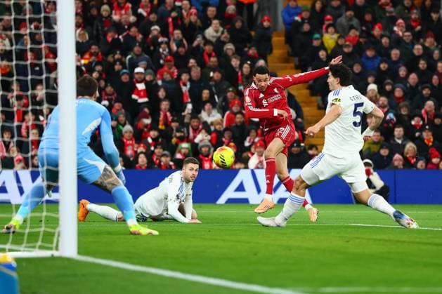 Hugo Ekitike of Liverpool shoots at goal Liverpool v Leeds United, Premier League, Football, Anfield, Liverpool, UK - 01 Jan 2026Liverpool Anfield United Kingdom EDITORIAL USE ONLY No use with unauthorised audio, video, data, fixture lists, club league logos or live services. Online in-match use limited to 120 images, no video emulation. No use in betting, games or single club league player publications. Copyright: xPaulxCurrie Shutterstockx 16216359z