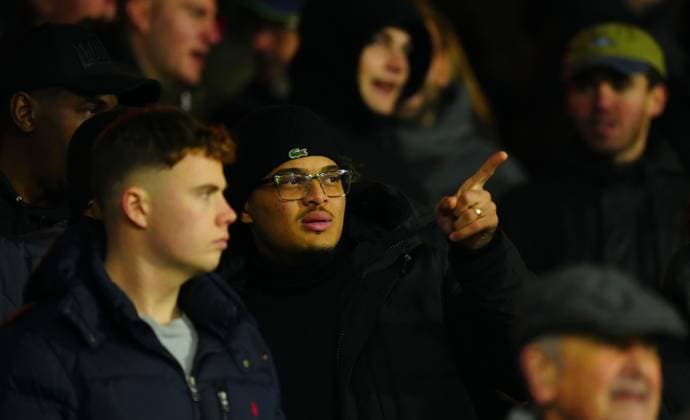 Rodrigo Muniz of Fulham in the away end with fans Crystal Palace v Fulham, Premier League, Football, Selhurst Park, London, UK - 01 Jan 2026London Selhurst Park United Kingdom EDITORIAL USE ONLY No use with unauthorised audio, video, data, fixture lists, club league logos or live services. Online in-match use limited to 120 images, no video emulation. No use in betting, games or single club league player publications. Copyright: xJavierxGarcia Shutterstockx 16216356cy