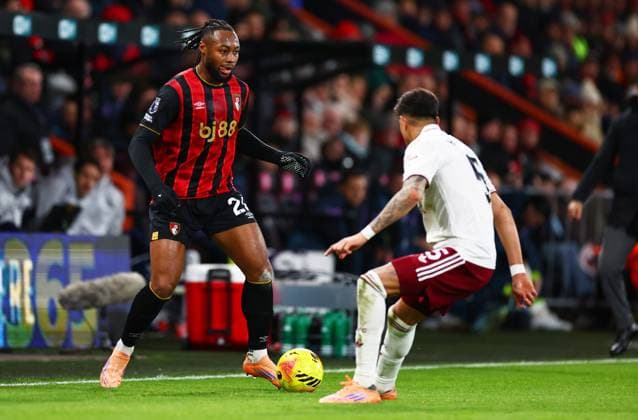 Antoine Semenyo of AFC Bournemouth. AFC Bournemouth v Arsenal, Premier League, Football, Vitality Stadium, Bournemouth, UK - 03 Jan 2026Bournemouth Vitality Stadium United Kingdom EDITORIAL USE ONLY No use with unauthorised audio, video, data, fixture lists, club league logos or live services. Online in-match use limited to 120 images, no video emulation. No use in betting, games or single club league player publications. Copyright: xJamesxMarsh Shutterstockx 16220501aw