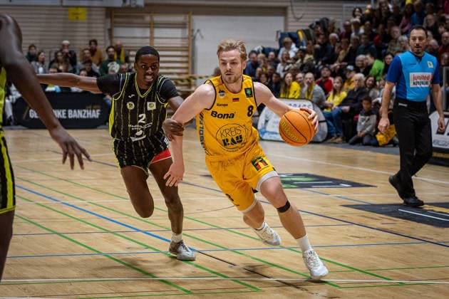 Tehree Johnathan Horn (BBC Bayreuth, 02) Lucas Mayer (Bozic Estriche Knights Kirchheim, 08) GER, Bozic Estriche Knights Kirchheim vs. BBC Bayreuth, BARMER 2. Basketball Bundesliga, 16. Spieltag, Saison 2025 2026, 03.01.2026 GER, Bozic Estriche Knights Kirchheim vs. BBC Bayreuth, BARMER 2. Basketball Bundesliga, 16. Spieltag, Saison 2025 2026, 03.01.2026 Kirchheim an der Teck Copyright: xEibner-Pressefoto NinaxSanderx EP_NSR
